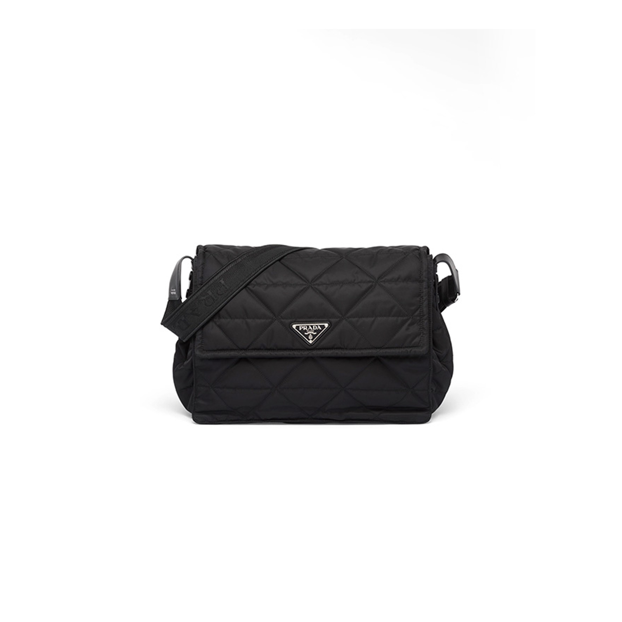 Pra*a topstitched re-nylon shoulder bag 2vd057 (36*28*14cm)